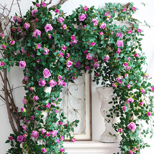 Dây hoa giả màu xanh lá cây 175cm/69 inch, dạng dây leo, làm bằng lụa, dùng trang trí nhà cửa, vườn, tường, hàng rào, đám cưới - Product Image 1