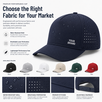 Casquette de camionneur d'extérieur personnalisée, perforée au laser, couleur unie, avec logo OEM brodé, respirante, à fermeture snapback, vente en gros, chapeau de sport