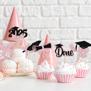 2025 Graduation Saison Cupcake Carte Graduation Fille avec Arc et Diplôme Docteur Cap Cuisson Utiliser des Fournitures <span class=keywords><strong>de</strong></span> Fête pour les Fêtes - Product Image 4