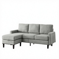 Canapé sectionnel 3 places au design moderne, gain de place, ottoman rangable, ensemble de meubles économiques pour salon en tissu