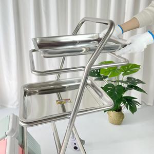 Chariot d'instruments chirurgicaux en acier inoxydable Shengyue, simple, double ou à quatre barres, détachable avec roues, chariot d'hôpital - Product Image 3