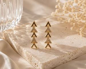 Gold Plated Letter A Drop Earrings For Women Trendy Fashion Jewelry - Product Image 3