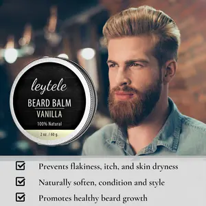 Offre Spéciale en gros Étiquette Privée 100% organique naturel parfum noir hommes barbe vanille pommade cire huile et baume à barbe