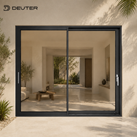 Portes de terrasse coulissantes en aluminium à ouverture large, isolées thermiquement, minimalistes, robustes, à rupture de pont thermique, double vitrage Low-E, sur mesure