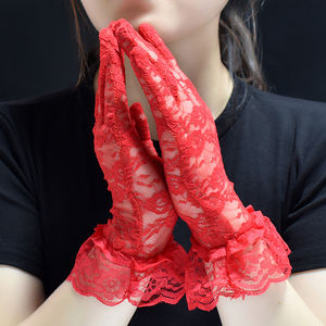 Gants en Dentelle Jacquard Fleurs Vente Directe Usine, Gants de Mariage pour Femme, pour Fête et Décoration - Product Image 4