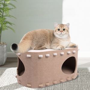 2 Verdiepingen Tellend Vilten Kattengrotbed Voor Meerdere Grote Katten Klauwbaar Krasbestendig Kiekeboe Kattenhuis En Appartementen - Product Image 2
