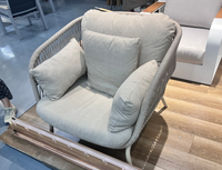Fauteuil de patio surdimensionné moderne résistant aux intempéries, avec protection UV, en corde et structure en fer antirouille, idéal pour le jardin et le bord de la piscine