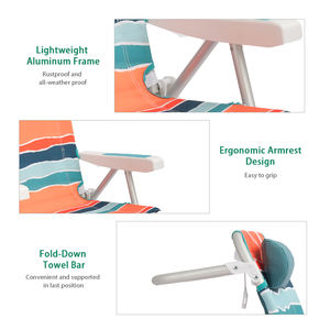 เก้าอี้ชายหาดพับได้ทำจากอลูมิเนียม<span class=keywords><strong>5</strong></span>ตำแหน่งพร้อมถุงเก็บของสำหรับผู้ใหญ่ - Product Image 5