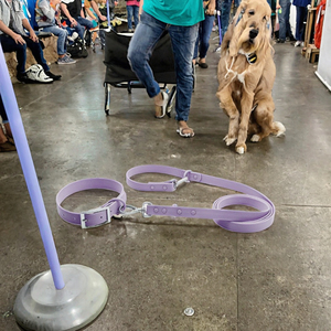 मकर क्लासिक नरम pvc कुत्ते कॉलर पट्टा सेट वाटरप्रूफ मैट समाप्त हुआ बनावट ठोस पैटर्न रिबन प्रशिक्षण - Product Image 3