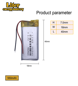 Batterie au lithium-ion polymère 3,7 V 550 mAh 701840 pour jouet, batterie externe, <span class=keywords><strong>GPS</strong></span>, haut-parleur de téléphone portable - Product Image 3