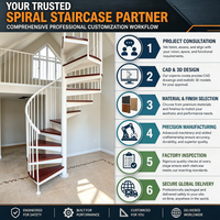Escalier en colimaçon avec marches en bois, colonnes en acier blanc, escalier en spirale intérieur sur mesure pour villa, maison de luxe, design moderne et gain de place