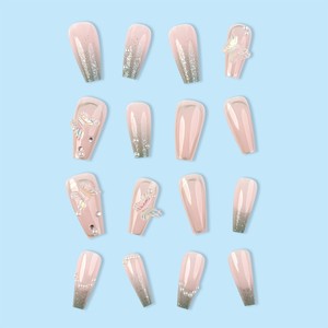 24 faux ongles argentés scintillants à presser, couvrance totale, pour pose DIY - Product Image 3