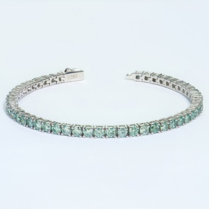 Pulsera de Tenis con Diamantes de Moissanita de Color Azul Verde, Forma Redonda, Plata 925, Joyería de Moda para Fiesta y Boda, Venta al por Mayor - Product Image 1