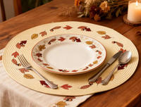 Napperons en PP tissés et brodés Feuilles tombantes 38 cm (15 po) Lot de 4 Mignons Écologiques Faits à la main Épaisseur 3 mm Décoration élégante pour table à manger