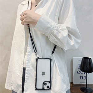 Étui de téléphone avec trou pour cordon à quatre coins pour <span class=keywords><strong>iPhone</strong></span> 16 13 14 15 Pro 12 11 Pro Max, <span class=keywords><strong>coque</strong></span> rigide en PC avec boucles de chaîne inférieure - Product Image 2