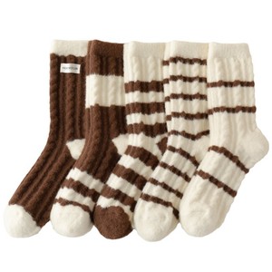 Warm Winter Thicken Stripes Women's Custom <strong>Socks</strong> Fashion Soft Crew <strong>Fuzzy</strong> <strong>Socks</strong> for Women <strong>Wholesale</strong> - Product Image 1