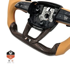 พวงมาลัยรถยนต์รุ่น Coffee Carbon Fiber Sports ทำจากหนัง สำหรับรถยนต์ <span class=keywords><strong>Audi</strong></span> <span class=keywords><strong>Q</strong></span> C8 A1 A3 A4 A5 A6 A7 A8 B6 B7 B8 B9 C6 C7 TT R8 - Product Image 2