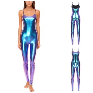 Combinaison Métallique Femme Col Rond Longue Brillante pour Gymnastique, Spectacles et Danse – Personnalisable - Product Image 2
