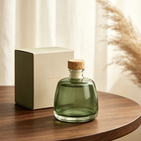 Diffuseur de parfum en verre en forme de cylindre |   Flacon de parfum mat style apothicaire avec couvercle en cristal |   Pot d'aromathérapie vide de qualité supérieure