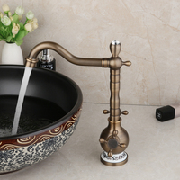 Robinet de cuisine européen en laiton à un seul trou 360 °   Robinet en céramique traditionnel à double poignée rotative, finition électro-plaquée pour salle de bain