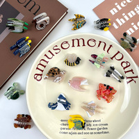 Lot de pinces à cheveux en acétate motif animaux marins 3,8 cm (tortue, crabe, poisson, hirondelle) – Mini pinces mignonnes pour franges, accessoires féminins