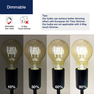 Lampadine Vintage Retrò E27 E26 in Vetro Ambrato con Filamento a Spirale 120V 230V AC A60 ST58 T300 Bianco Caldo CE UKCA UL Pronte per la Spedizione - Product Image 4