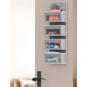 Organizador de Almacenamiento para Colgar Sobre la Puerta con 4 Bolsillos, Organizador de Armario Colgante para Productos de Bebé con Ventanas Transparentes, Color Gris - Product Image 5