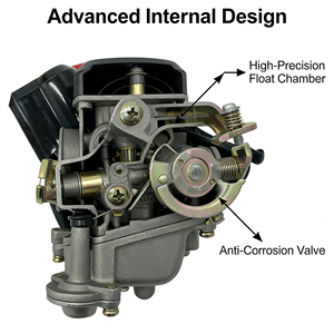 Nouveau carburateur en aluminium pour ATV GY6 <span class=keywords><strong>50cc</strong></span>, filtre à carburant Kymco pour CFMoto <span class=keywords><strong>50cc</strong></span>, modèle de véhicule de plage, pièce de rechange - Product Image 2