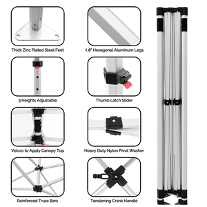 3x3m(10x10ft) 광고용 텐트, 테이블보 및 깃발 포함, 접이식 팝업 디자인, 야외 행사 및 무역 박람회용, 맞춤형 로고 인쇄, 알루미늄 프레임 - Product Image 2