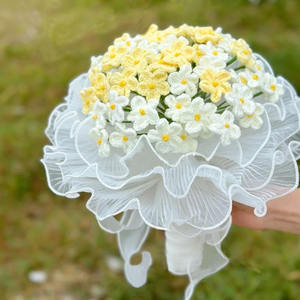 Ganchillo hecho a mano Forget <span class=keywords><strong>Me</strong></span> Not Flores de punto Lana hecha a mano Flores de ganchillo de punto para el hogar Deco Cumpleaños - Product Image 3