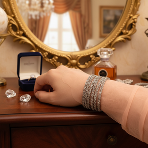 Elegant & Luxurious Silver Plated Crystal Stone Bracelets & <b>Bangles</b> <b>Set</b> Premium Jewelry Collection - Product Image 3