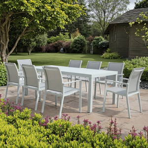 Wholesale Aluminum Traditional Design Hotel Use Garden <b>Patio</b> Outdoor Dining Table Chair Set 9-Piece Rectangle Dinner Table - Product Image 2