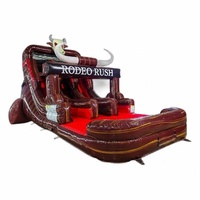 Tobogán Acuático Inflable de 15 pies, Modelo Brown Marble Rodeo Rush, Doble Carril, Material de PVC, Uso Comercial en Exteriores