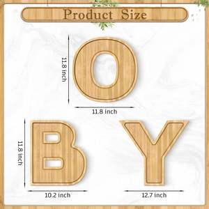 3pcs Planche à charcuterie pour bébé Lettres garçon, bois naturel, planche à charcuterie en bois pour plateau à fromage baies - Product Image 3