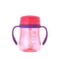 Bouteille d'eau pour bébé en plastique sans BPA, design personnalisé, avec paille, style minimaliste, capacité de 330 ml, pour la rentrée scolaire