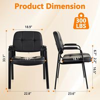 Chaise de réunion de bureau au design traditionnel pour la formation du personnel, salle d'attente avec accoudoirs confortables sans roues