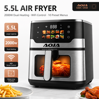 Friteuse à air électrique intelligente 5L avec écran tactile numérique, grande capacité, sans huile, facile à utiliser, vente en gros d'usine