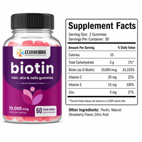Gummies Biotine Cheveux Peau Ongles 10000 mcg Végétaliennes Saveur Fraise OEM Personnalisé Marque Privée Supplément Qualité 100000 Atelier Propre