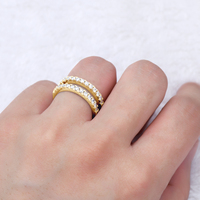 Bague de couple en argent sterling 925 en gros, bague en moissanite à double rangée, bague tendance pour femme, cadeau, bague de mariage, bijoux en moissanite