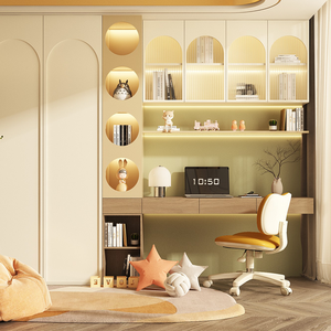 Design Moderno di <span class=keywords><strong>Armadio</strong></span> Rosa per Camera da Letto di Bambina con Scrivania Integrata, Interni per Camere dei Bambini - Product Image 4