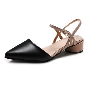Nouvelles sandales à talon compensé mi-haut à bout pointu et fermé, style européen et américain, à bride unique, collection printemps 2025 – Vente en gros - Product Image 2