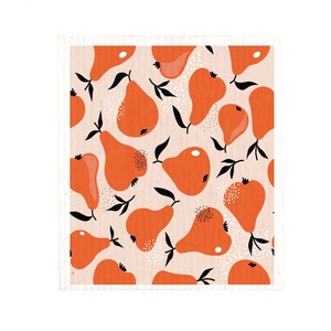 Venta al por mayor de paños de esponja de celulosa biodegradables paño de cocina sueco respetuoso con el medio ambiente de diseño floral de frutas - Product Image 4