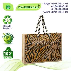 Jute Fashion Tote Shopping <b>Bags</b> Novation <b>Bag</b> Gift <b>Bags</b> with Nice Printing Manufactured in India West Bengal <b>Cheap</b> Price - Product Image 4