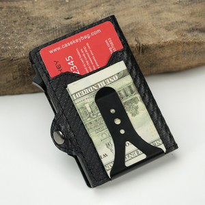 Casekey Hot Sale Vintage Pu Leather Aluminum <b>Rfid</b> <b>Men</b> Business Id Card Holder Thin Pop Out Slim Push Button Card Case <b>Wallet</b> - Product Image 4