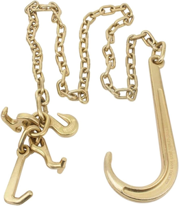 Cadena de remolque soldada con gancho en J de vástago largo de 15 pulgadas G70, conjunto de ganchos RTJ y ganchos de agarre, correa de amarre para cadena de remolque con gancho en J y R para elevación - Product Image 1