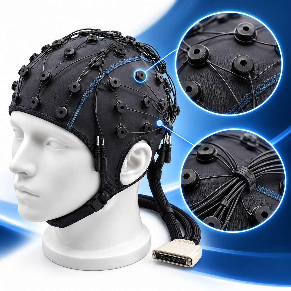 EEG Electrode Cap with Ag/AgCl Sintered Electrodes 32-128 Channels ...