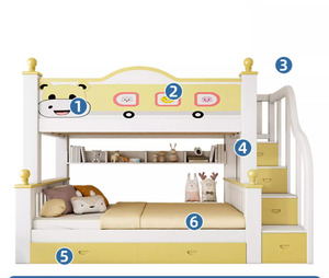 Lit superposé multifonctionnel en bois massif pour enfants, simple avec échelle, armoire, lit de maman, meubles de chambre à coucher - Product Image 3