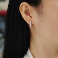 Boucles d'oreilles créoles en argent sterling 925 en forme de U avec moissanite pour femme, multi-rangs, entièrement pavées de moissanite, style Huggie