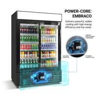 Réfrigérateur commercial 1136L avec porte vitrée coulissante à 2 portes, vitrine verticale pour boissons et canettes