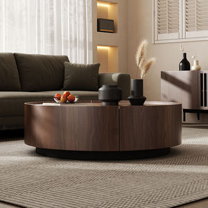 <span class=keywords><strong>Tavolino</strong></span> da <span class=keywords><strong>Salotto</strong></span> Moderno Stile Mid-Century con Piano in <span class=keywords><strong>Legno</strong></span> di Noce Massiccio e Cassetti Portaoggetti - Product Image 2